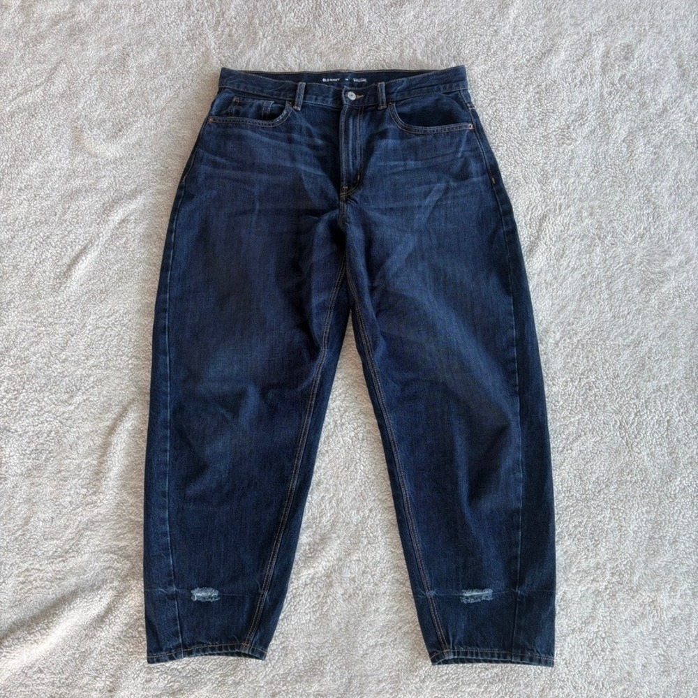 Old Navy Extra High Rise Balloon Jeans Dark Wash Indigo Women's 14 Cotton